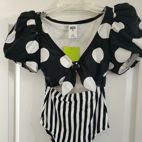 TABITHA BROWN PUFF SLEEVE ONE PIECE SWIMSUIT SZ XXS - Picture 5 of 6